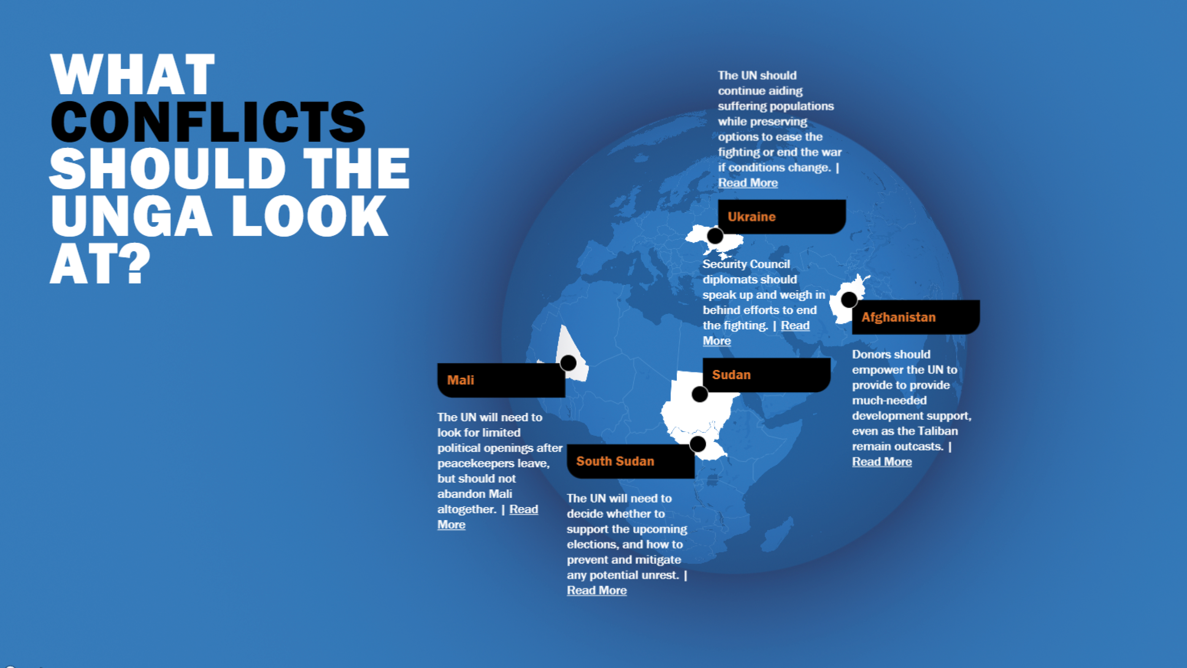 Which conflicts should the UNGA look at?